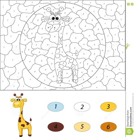 Giraffa Del Fumetto Colore Dal Gioco Educativo Di Numero Per I Bambini