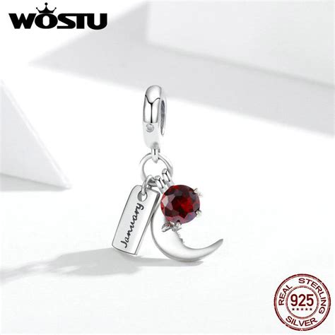 Buy WOSTU 925 Sterling Silver January Birthstone Charm Beads Fit