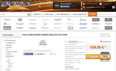 GTX 980 And 970 Listing Spotted - Priced At 539€ And 319€