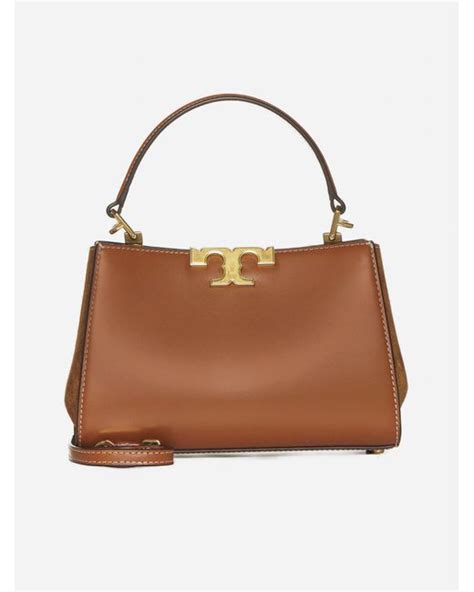 Tory Burch Eleanor Leather Mini Satchel Bag In Brown Lyst