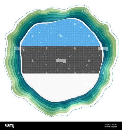 Estonia Flag In Frame Badge Of The Country Layered Circular Sign