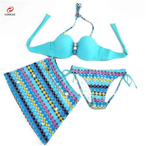 Cooclo New Bikinis Women Push Up 3 Pieces Set Sexy Brazilian Bikini