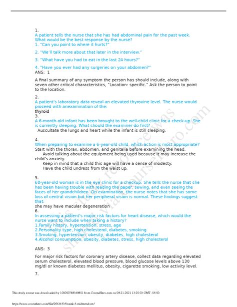 Solution Nsg Week Midterm With Answers South University Studypool