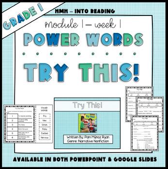 Grade Hmh Into Reading Module Week Power Words Try This