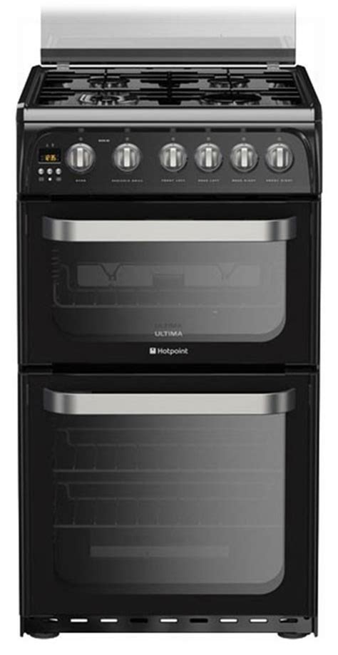 Hotpoint Hug52k Ultima 50cm Double Oven Gas Cooker In Black Appliances Direct