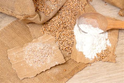 Wheat Grains Bran And Flour Stock Photo Image Of Organic Group