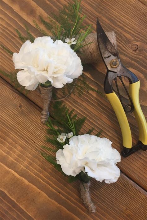 Simple Elegant White Carnation Button Holes Created At Bloomery Near