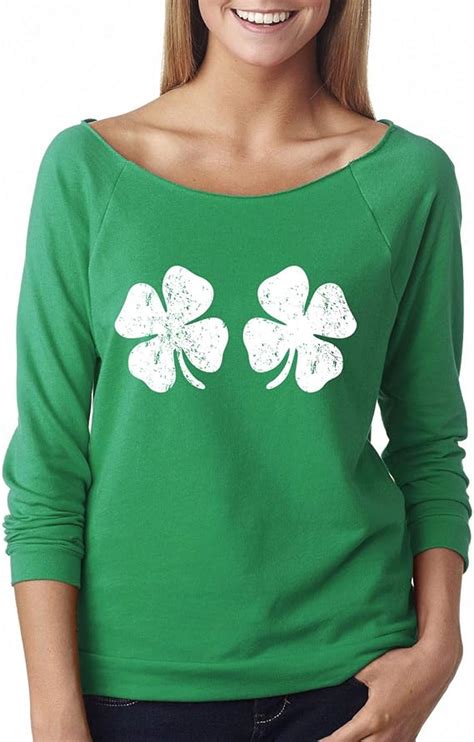 Four Leaf Clover Sexy Funny St Patricks Day Off The Shoulder Long