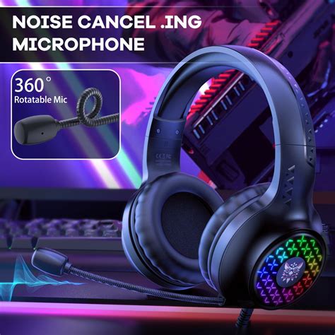 For Pc 3 5mm Gaming Headset With Noise Cancelling Mic Surround Sound Wired Headset With Rgb