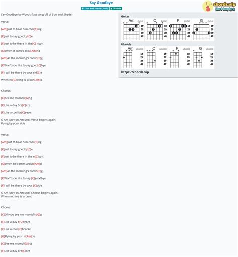 Chord Say Goodbye Tab Song Lyric Sheet Guitar Ukulele Chords Vip