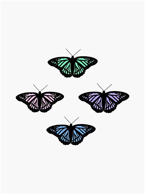 Cute Butterflies Colorful Pastel Butterfly Sticker Pack Sticker