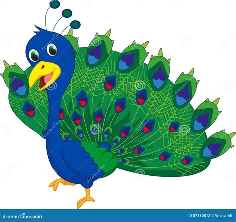 Cute Peacock Cartoon Stock Vector Image 57180812