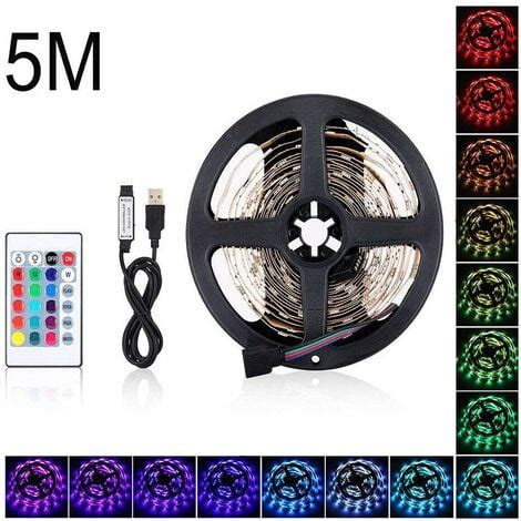 STRISCIA LED ADESIVA LUCE RGB RETROILLUMINAZIONE TV USB 5 MT FLESSIBILE