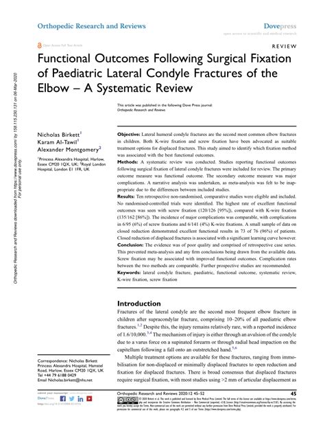 Pdf Functional Outcomes Following Surgical Fixation Of Paediatric