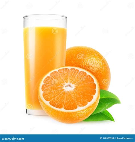 Isolated Glass Of Orange Juice And Fruits Stock Image Image Of Food