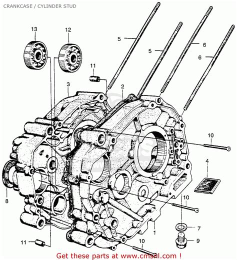 Honda Ct90 Trail 1966 K0 Usa Crankcase / Cylinder Stud - schematic ...