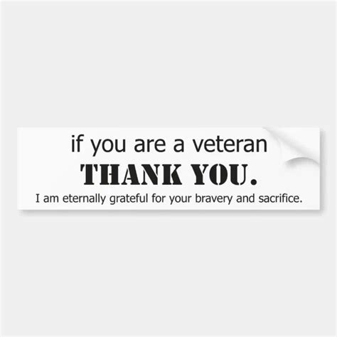 Thank You Veterans Veteran Appreciation Bumper Sticker Zazzle