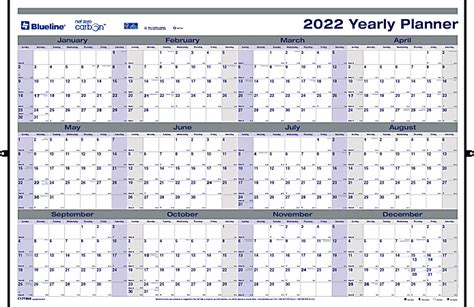 Blueline Laminated Yearly Wall Calendar 24 X 36 NCZ 50percent Recycled