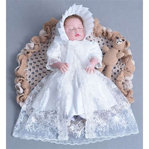 White Lace Christening Gown Cape And Bonnet 208 Uk