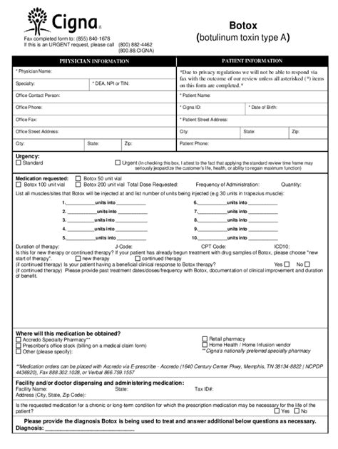 2021 2023 Form Cigna Botox Botulinum Toxin Type A Fill Online