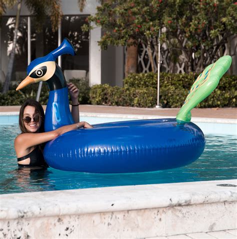 Blue Peacock Round Tube Pool Float Mimosa Inc