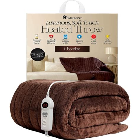 homefront luxury electric chocolate heated throw homefront