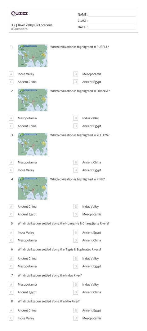 Indus River Valley Civilization Worksheets