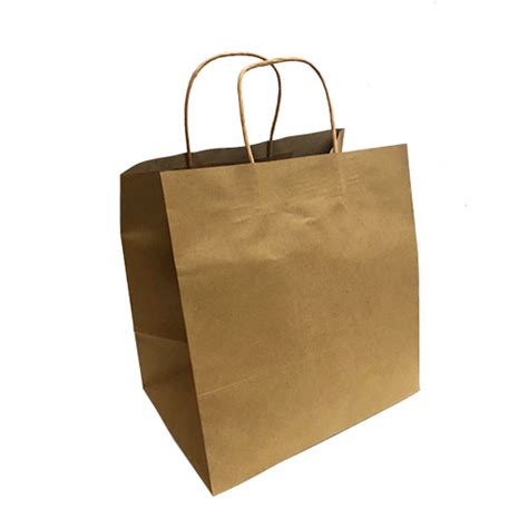 2 Square Brown Kraft Twisted Handle Paper Bag 250 Carton Disposable King