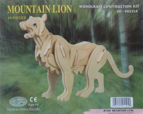 Look and Find Treasures: 3D Puzzle Woodcraft Construction Kit -- MOUNTAIN LION