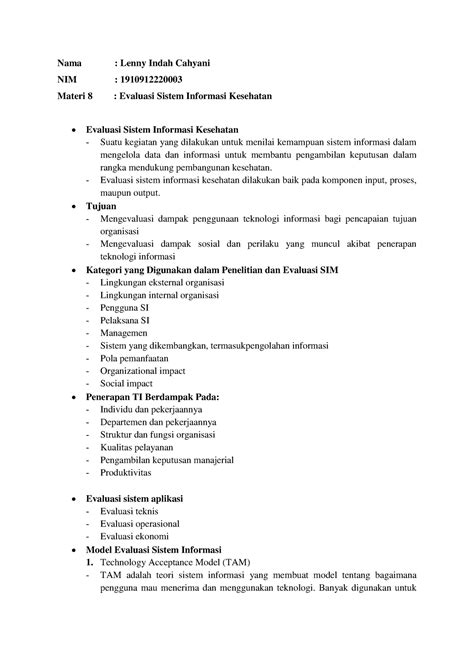 Evaluasi Sistem Informasi Kesehatan Evaluasi Sistem Informasi