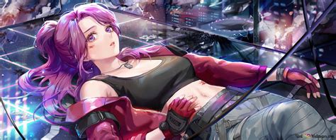 Cyberpunk anime girl 8K wallpaper download