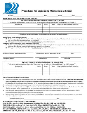 Fillable Online Procedures For Dispensing Medication At School Fax