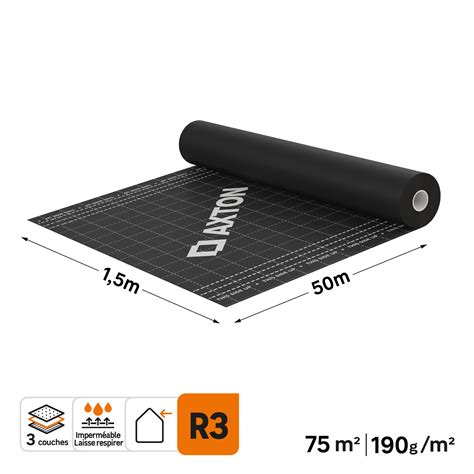 Ecran Sous Toiture Noir 1 5 X 50 M AXTON Leroy Merlin