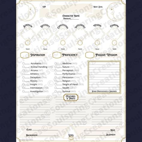 Celestial Dnd E Character Sheet Dungeons And Dragons Stat Sheet Dnd