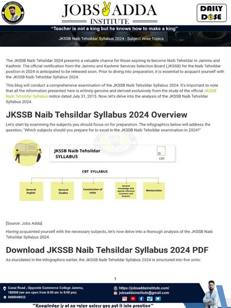 Recruitment Syllabus Jkssb Naib Tehsildar Syllabus 2024 Subject Wise