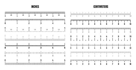 Scala Di Centimetri E Pollici Nera Realistica Per Misurare La Lunghezza