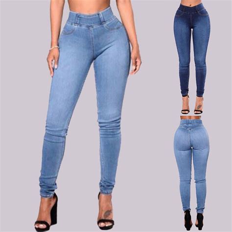 Women Slim Solid Pockets Long Jeans Denim Sexy Skinny Pants Daily