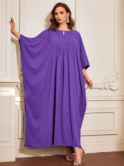 Shein Keyhole Back Batwing Sleeve Kaftan Kaftan Arabic Dress Batwing Sleeve