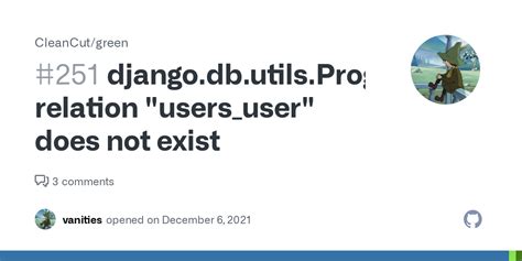 Djangodbutilsprogrammingerror Relation Usersuser Does Not Exist · Issue 251 · Cleancut