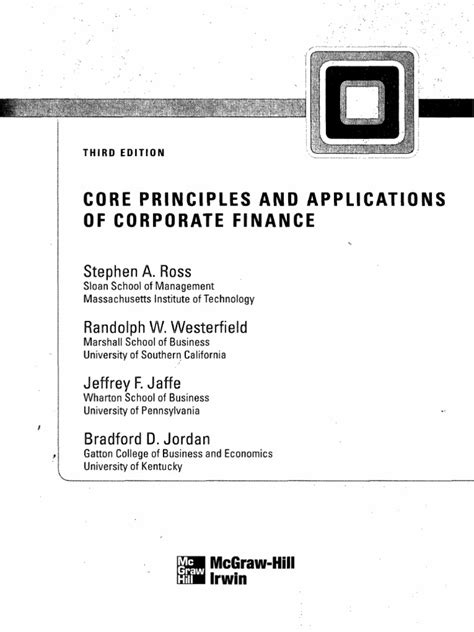 core  principle  corporate finance  capital asset pricing