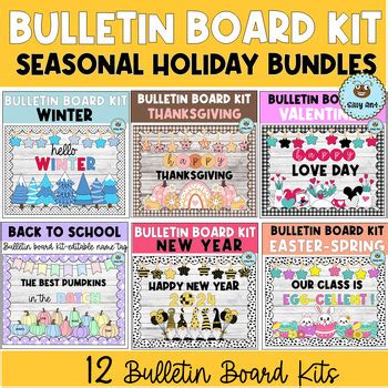 Holiday Bulletin Board Kit Bundle All Year Bulletin Board Door Decor