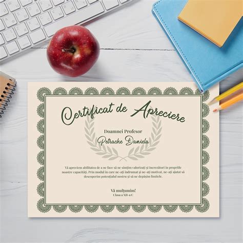 Diplom Personalizat Text Certificat De Apreciere Stargift Ro