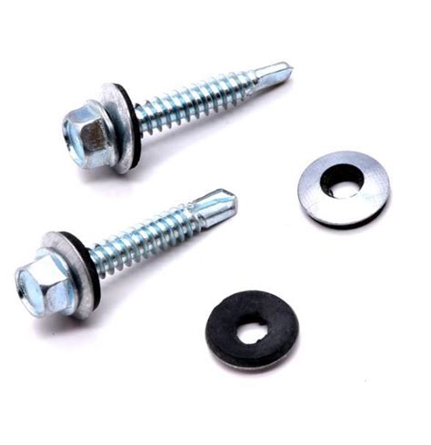 White Yellow Zinc Hex Head Self Drilling Screw With EPDM Rubber Washer