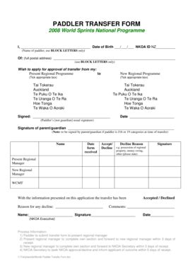 Fillable Online Worlds Paddler Transfer Form Pdf Waka Ama Fax Email