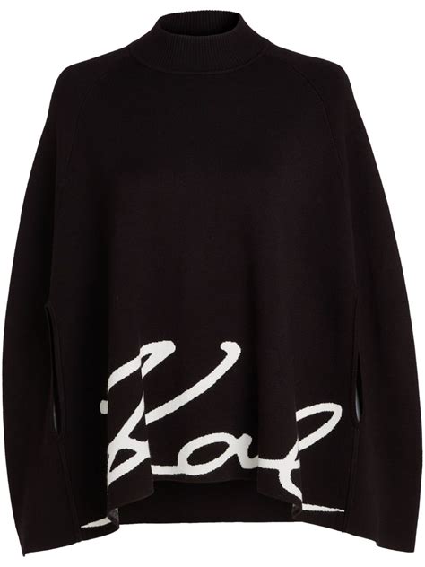 Karl Lagerfeld Signature Intarsia Knit Cape Farfetch