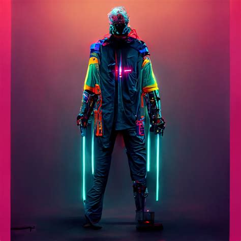 Prompthunt Character Design Cyberpunk Man In Colorful Clothing Full