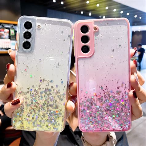 Funda De Tel Fono Con Purpurina De Lentejuelas Degradadas Para Samsung