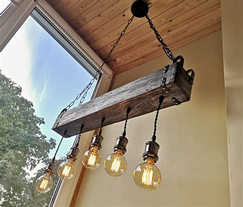 Handmade Reclamed Wood Beam Chandelier