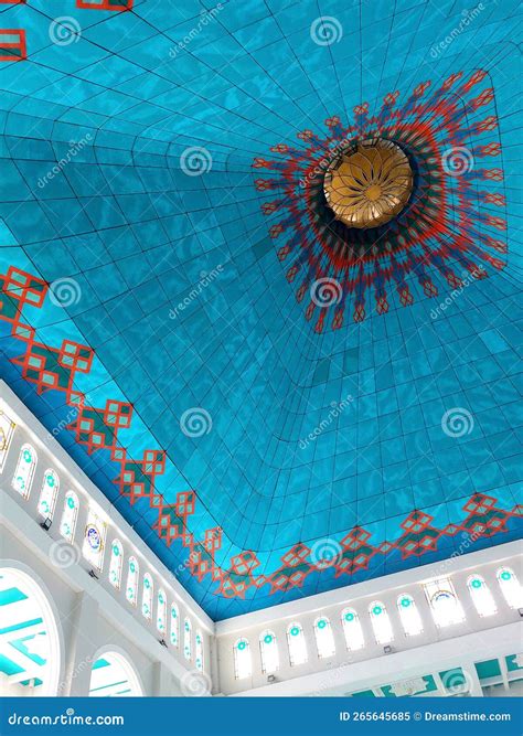 Beautiful Ceiling Of Al Akbar Mosque In Surabaya Indonesia Stock Image