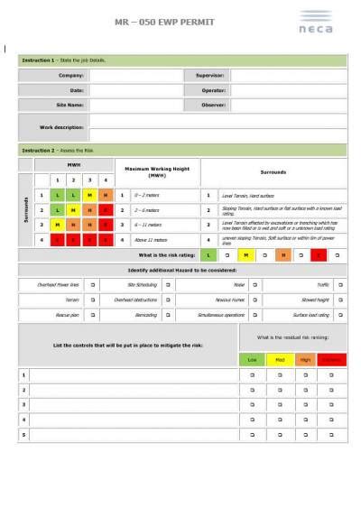 Elevated Work Platform Ewp Permit Neca Safety Specialists